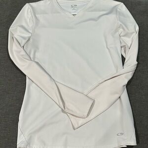 Champion White V-Neck Long Sleeve Shirt